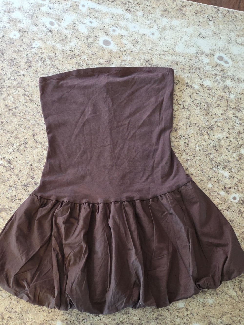Wild Fable Dark Brown Strapless Bubble Hem Dress Size Small